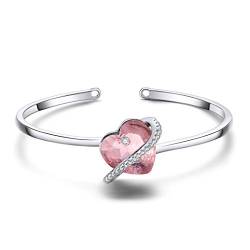 Armband, Armreif mit Funkelnden Kristallen für Damen mit Herz Symbol für Liebe in Juweliersqualität, Schmuck mit Kristall Stein Herzen Silber AAA Qualität (Light Rosa) von Lisandra Scott