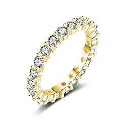 Eternity Ring Deluxe aus 925 Sterling Silber mit Zirkonia Kristallen Damenring in Silber, Gold und Rosegold für Damen und Frauen mit Steinen (Gold 60) von Lisandra Scott