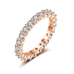 Eternity Ring Deluxe aus 925 Sterling Silber mit Zirkonia Kristallen Damenring in Silber, Gold und Rosegold für Damen und Frauen mit Steinen (Rosegold 60) von Lisandra Scott