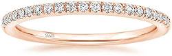 Lisandra Scott Eternity Ring 925 Sterlingsilber mit Zirkonia Kristall Damenring in Silber, Rosegold und Gold für Damen mit Stein und Schmal (Rosegold, 60) von Lisandra Scott