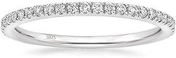 Lisandra Scott Eternity Ring 925 Sterlingsilber mit Zirkonia Kristall Damenring in Silber, Rosegold und Gold für Damen mit Stein und Schmal (Silber, 54) von Lisandra Scott