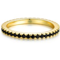 Lisandra Scott Fingerring Eternity Ring Silber 925 mit Schwarzen Zirkonia Steinen in Gold Schmal von Lisandra Scott