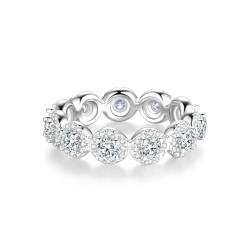 Lisandra Scott Shiny Bella Ring aus 925 Sterlingsilber, Zirkonia Steine rundherum mit Glitzer Highlight, Modern und Funkelnd Silberring für Damen und Frauen (Silber, 52) von Lisandra Scott