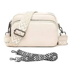 Lishang Crossbody Bag Damen Leder Kleine Umhängetasche Damen Breiter Gurt PU Handtasche Moderne Taschen mit 2 Breitem Schultergurt Abnehmbar Geschenke für Frauen von Lishang