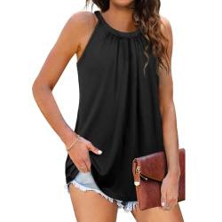 Lishang Sommer Neckholder Top Damen Sexy Ärmellose Tshirts Tanktop Elegante Blusentop Racerback Basic Tank Tops Oberteile Loose von Lishang