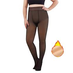 Lishang Strumpfhosen Damen Winter Dicke Gefütterte Thermo Strumpfhose Damen Warme Plüschstrümpfe Thermostrumpfhosen für Damen Hautfarben Strumpfhose Warm Fleece Translucent Tights Pantyhose von Lishang