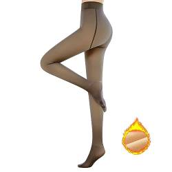 Lishang Strumpfhosen Damen Winter Dicke Gefütterte Thermo Strumpfhose Damen Warme Plüschstrümpfe Thermostrumpfhosen für Damen Hautfarben Strumpfhose Warm Fleece Translucent Tights Pantyhose von Lishang