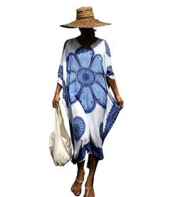 Lishengping Kaftan Strand Cover Up Boho Kleid Hippie Beachwear Frauen afrikanisches Plus langes Kleid Gr. One Size, Blau 2 von Lishengping