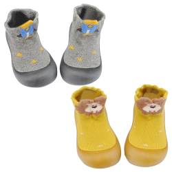 Lishirong Kleinkind Baby Mädchen Socke Schuh Elastische Indoor Slipper Infant Erste Cartoon Katzen Weiche Sohle Gummi Schuhe Erste Schuhe 1 Jahr (Yellow, 18) von Lishirong
