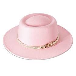 Lisianthus Fedora-Hut mit breiter Krempe und Gürtelschnalle für Damen, Pink, Medium von Lisianthus