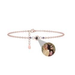 Foto Armband Personalisierte Rund Geburtsstein Projektion Armband mit Eigenen Bild im Stein Lupe Versteckte Foto Armbänder für Damen Frauen Familie Freundschaft Weihnachten Memorial Silber Rose Gold von Liskanap