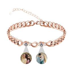 Liskanap Foto Armband Personalisierte Rund Projektion Armband mit Eigenen Bild im Stein Benutzerdefinierte Lupe Foto Armb?nder Versteckte Fotoarmband für Damen Herren Paar Silber Rose Gold Schwarz von Liskanap