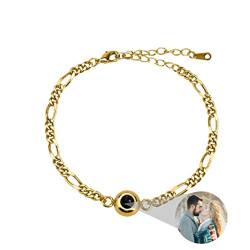 Personalisierte Foto Armband Einstellbar Rund Projektion Armband mit Bild im Stein Edelstahl Ich Liebe Dich Armband 100 Sprachen für Damen Denkmal Weihnachten Freundschaft Geschenk von Liskanap