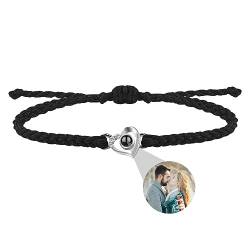 Personalisierte Foto Armband Herz Projektion Armband mit Bild im Stein Ich Liebe Dich Armband 100 Sprachen für Damen Gedenkstätte Freundschaft Weihnachten Geschenk Verstellbares Seilband von Liskanap