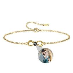 Personalisierte Foto Armband Infinity Unendlichkeit Projektion Armband mit Bild im Stein Ich Liebe Dich Armband 100 Sprachen für Damen Herren Paar Freundschaft Weihnachten Geschenk Silber Gold von Liskanap