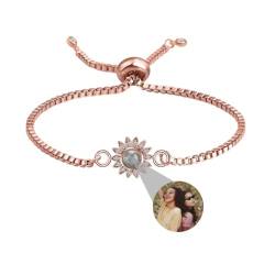 Personalisierte Foto Armband Rund Projektion Armband mit Erinnerung Bild im Stein Ich Liebe Dich Armband 100 Sprachen für Damen Freunde Mutter Weihnachten Denkmal Geschenk Silber Rose Gold Schwarz von Liskanap