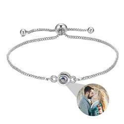 Personalisierte Foto Armband Rund Projektion Armband mit Erinnerung Bild im Stein Ich Liebe Dich Armband 100 Sprachen für Damen Freunde Mutter Weihnachten Denkmal Geschenk Silber Rose Gold Schwarz von Liskanap