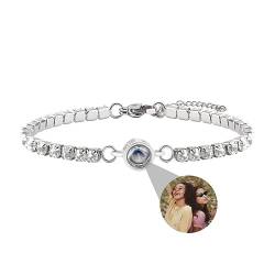 Personalisierte Foto Armband kugel Projektion Armband mit Eigenen Bild im Stein Lupe Foto Armbander Versteckte Ich liebe dich Armband 100 Sprachen für Damen Frauen Freundschaft Edelstahl von Liskanap