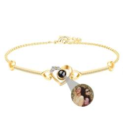 Personalisierte Foto Armband mit Bild Projektion Armband im Stein Herz Ich Liebe dich Armband 100 Sprachen für Damen Frauen Denkmal Weihnachten Freundschaft Geschenk Silber Rose Gold von Liskanap