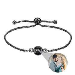 Personalisierte Foto Armband mit Bild Rund Projektion Armband im Stein Ich liebe dich Armband 100 Sprachen für Damen Freunde Jahrestag Weihnachten Gedenkfeier Geschenk Silber RoseGold Schwarz von Liskanap