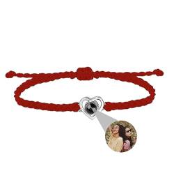 Personalisiertes Foto Projektion Armband Ich liebe dich Armband 100 Sprachen für Herren Damen Herz Projektion Bild-Kreis-Charme Denkmal der Liebe Geschenke Verstellbarer Saitenknoten von Liskanap