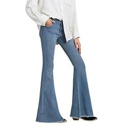 Lisli Damen Jeans Schlaghose High Waist Stretch Skinny Bootcut Jeans Retro Stil Slim Fit Denim Hose Pants Blau EU 32-44 (EU34=Tag27, Neu Hellblau) von Lisli