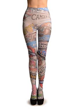 LissKiss Camden Collage On White Printed Tights - Mehrfarbig Strumpfhose, Einheitsgroesse (34-40) von LissKiss