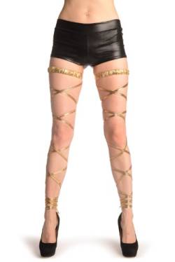 LissKiss Gold Metallic Leg Wrap With Elasticated Top - Gold Beinwärmer Einheitsgroesse (34-42) von LissKiss