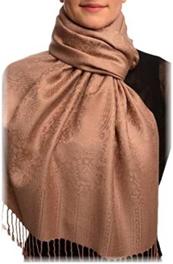 LissKiss Mocha Paisleys Pashmina Feel with Tassels - Braun Scarf, Schal, Einheitsgroesse - 70cm x 180cm von LissKiss