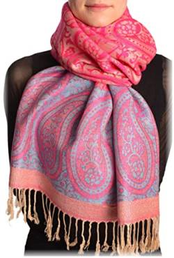 LissKiss Reversed Paisley On Magenta Pink Pashmina Feel With Tassels - Rosa Scarf, Schal Einheitsgroesse (70cm x 180cm) von LissKiss