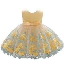 Lito Angels Baby Mädchen Elegant Hochzeit Kleid Blumenmädchen Prinzessinenkleid Ballkleid Größe 12-18 Monate 86, Gelb (Tag-Nummer 80) von Lito Angels