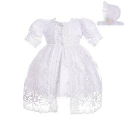 Lito Angels Baby Mädchen Taufkleid Taufkleidung, Taufe Kleid mit Spitze Cape und Haube Taufhaube, Größe 12-18 Monate 86, Weiß (Tag Number 18M) von Lito Angels