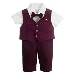 Lito Angels Baby Weste Anzug Set Junge mit Hemd, Fliege und Hose, für Festlich Hochzeit, Größe 18-24 Monate 92, Burgund Rot von Lito Angels