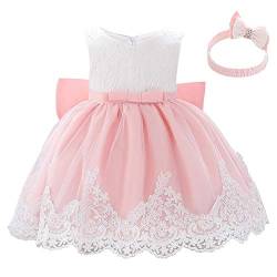 Lito Angels Blumenmädchen Elegantes Ballkleid Hochzeit Kleid Spitzenkleid mit Stirnband für Baby Mädchen Größe 3-6 Monate 68 Rosa 426 von Lito Angels