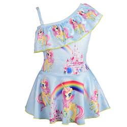 Lito Angels Einhorn Badeanzug Einteiler für Kinder Mädchen, Bademode Schwimmkleid Sommer Strand, Größe 3-4 Jahre 104, Stil E - Blau von Lito Angels