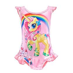 Lito Angels Einhorn Little Pony Badeanzug Einteiler für Kinder Mädchen, Bademode Schwimmanzug Sommer Strand, Größe 10-11 Jahre 146, Stil C - Rosa von Lito Angels