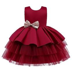 Lito Angels Elegantes Kleid Hochzeit Blumenmädchen Ballkleid Tüllkleid für Baby Mädchen Größe 12-24 Monate 92, Burgunderrot (Tag-Nummer 80) von Lito Angels