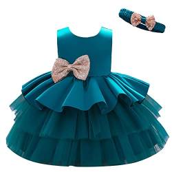 Lito Angels Elegantes Kleid Hochzeit Blumenmädchen Ballkleid Tüllkleid mit Stirnband für Kleinkind Mädchen Größe 2-3 Jahre 98, Blaugrün (Tag-Nummer 90) von Lito Angels