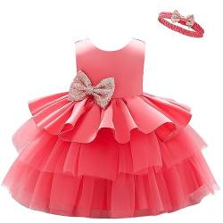 Lito Angels Elegantes Kleid Hochzeit Blumenmädchen Ballkleid Tüllkleid mit Stirnband für Kleinkind Mädchen Größe 5-6 Jahre 116, Koralle (Tag-Nummer 120) von Lito Angels