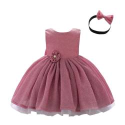 Lito Angels Hochzeit Blumenmädchen Weihnachten Kleid Kleidung Ballkleid mit Stirnband für Baby Mädchen Größe 9-12 Monate 80, Rosa (Tag-Nummer 70) von Lito Angels