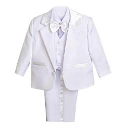 Lito Angels Jungen 5 Stück set Formale Tuxedo Anzug Taufe Taufanzug Gr. 4 Jahre Weiß von Lito Angels