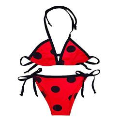 Lito Angels Ladybug Marienkäfer Zweiteiler Badeanzug für Kinder Mädchen, Bikini Triangel Bademode mit Polka Dots Größe Gr. 3-4 Jahre 104 von Lito Angels