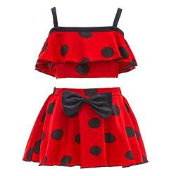 Lito Angels Ladybug Marienkäfer Zweiteiler Badeanzug für Kinder Mädchen, Tankini Bademode mit Polka Dots Größe Gr. 10-11 Jahre 146 von Lito Angels