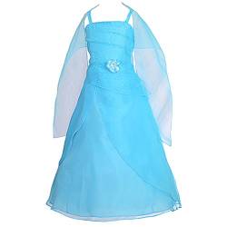 Lito Angels Mädchen Blumenmädchen Hochzeit Festzug Anlass Kleid mit Schal Organza 7-8 Jahre Blau von Lito Angels