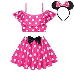 Lito Angels Minnie Mouse Badeanzug Zweiteiler mit Haarreif für Baby Mädchen, Badekleid Schwimmanzug Größe 12-24 Monate 86 92, Pink (Tag-Nummer 80) von Lito Angels