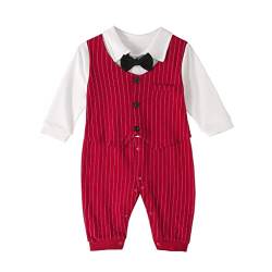 Lito Angels Smoking Strampler Bodys Einteiler Gentleman Anzug mit Fliege für Baby Jungen Größe 3-6 Monate 68, Rot von Lito Angels