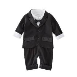 Lito Angels Smoking Strampler Bodys Einteiler Gentleman Hochzeit Anzug mit Blazer für Baby Jungen Größe 3-6 Monate 68, Schwarz (Tag-Nummer 70) von Lito Angels