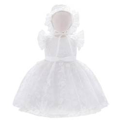 Lito Angels Taufkleid Taufkleidung Taufe Weiß Kleid mit Spitze Bonnet Hut für Baby Mädchen Größe 12-18 Monate 86 (Tag-Nummer 80) von Lito Angels