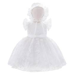 Lito Angels Taufkleid Taufkleidung Taufe Weiß Kleid mit Spitze Bonnet Hut für Baby Mädchen Größe 18-24 Monate 92 (Tag-Nummer 90) von Lito Angels
