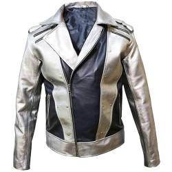 Litswear X-Men 4 Quick Mazimoff Peter Kunstlederjacke, Silber-Schwarz, Bikerjacke, silber, Medium von Litswear